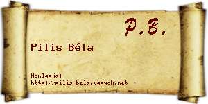 Pilis Béla névjegykártya
